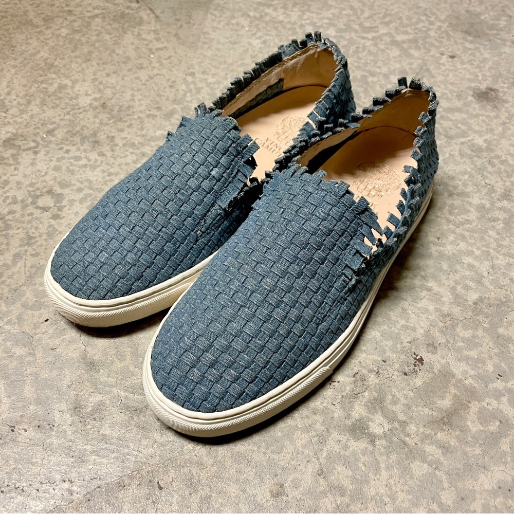 Vince Camuto Bimmy Washed Denim Basket Weave Slip-on Loafers